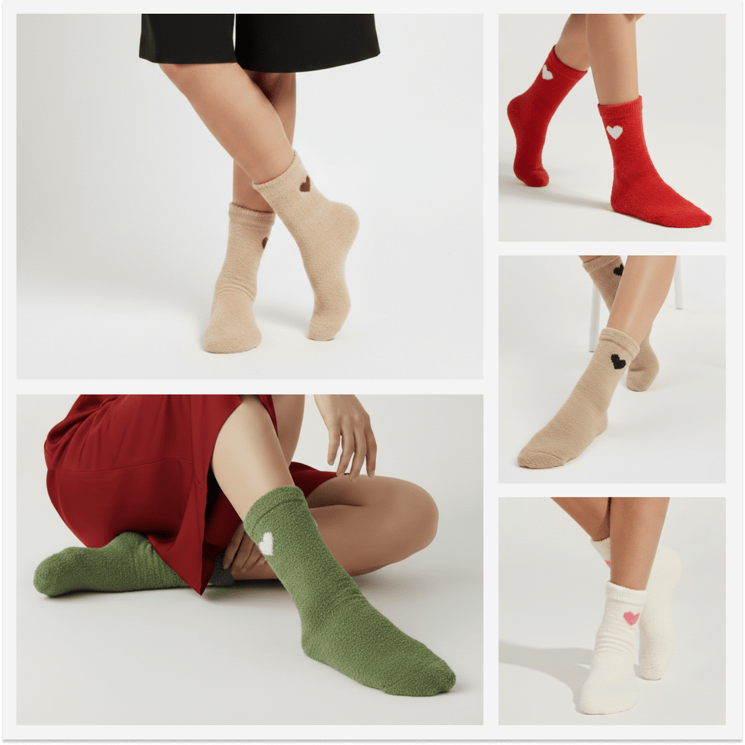 pumped up heart furry socks pack of 5 cozy cotton cushioned winter unisex socks-Sockscarving® Pumped Up Heart Cozy Full-Length Furry Edition (Pack of 5 | Unisex)-