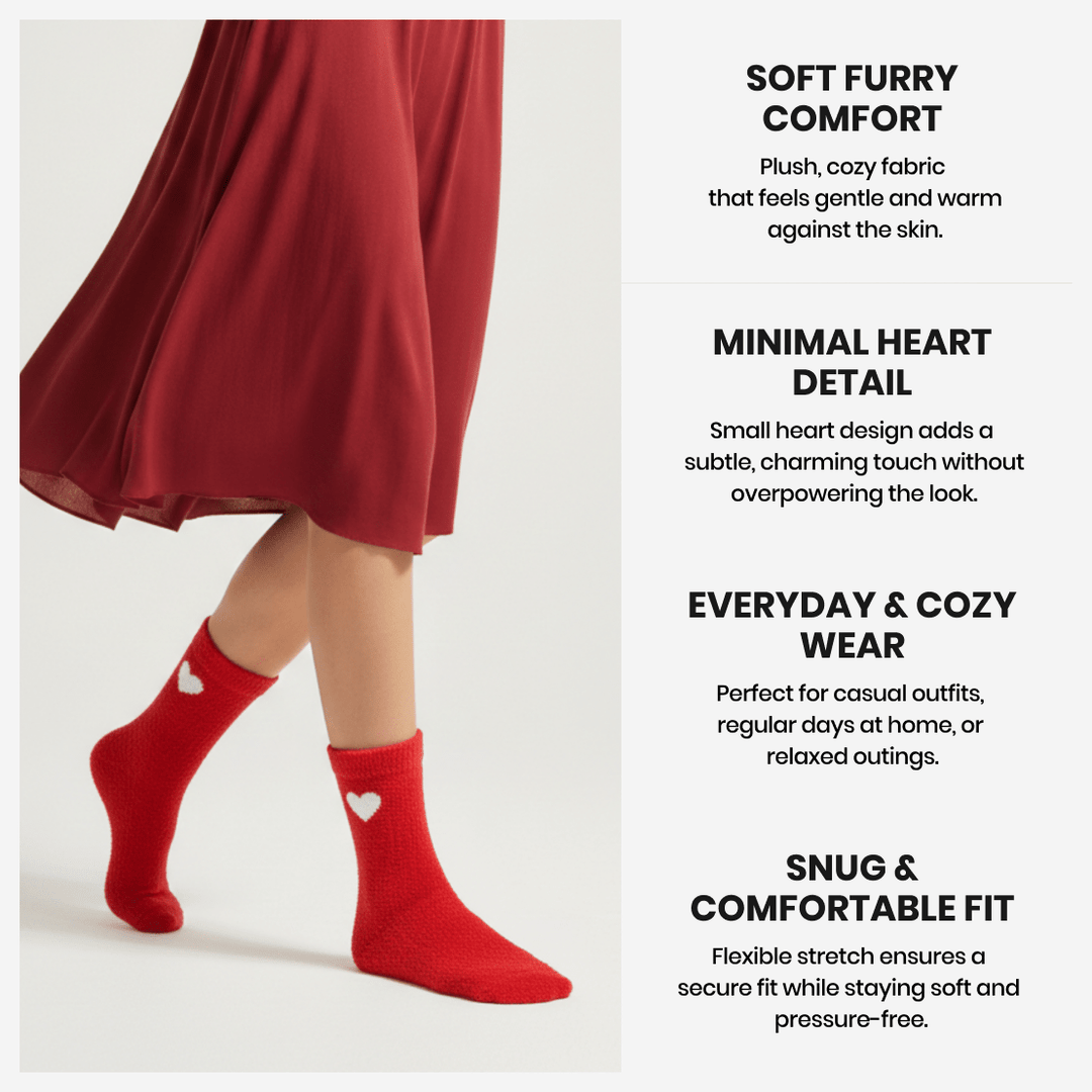 pumped up heart furry socks pack of 5 cozy cotton cushioned winter unisex socks-Sockscarving® Pumped Up Heart Cozy Full-Length Furry Edition (Pack of 5 | Unisex)-