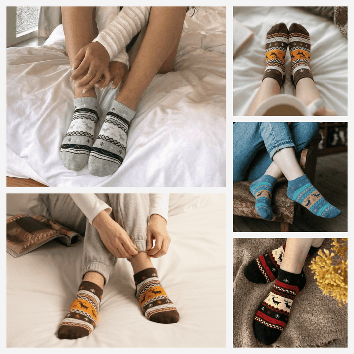 Reindeer ankle socks for men perfect for winter casual wear-Sockscarving® REINDEER ANKLE EDITION-