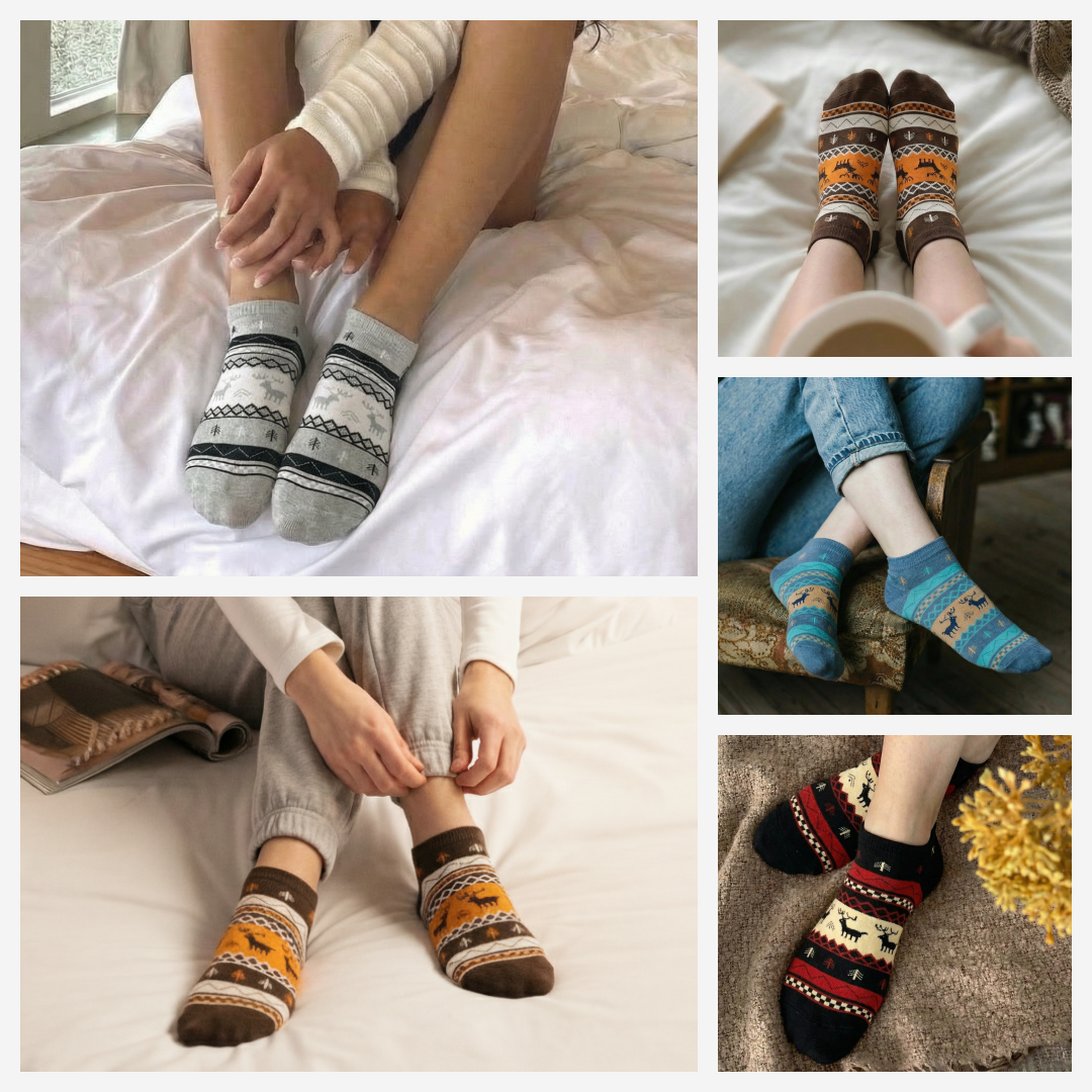 Reindeer ankle socks for men perfect for winter casual wear