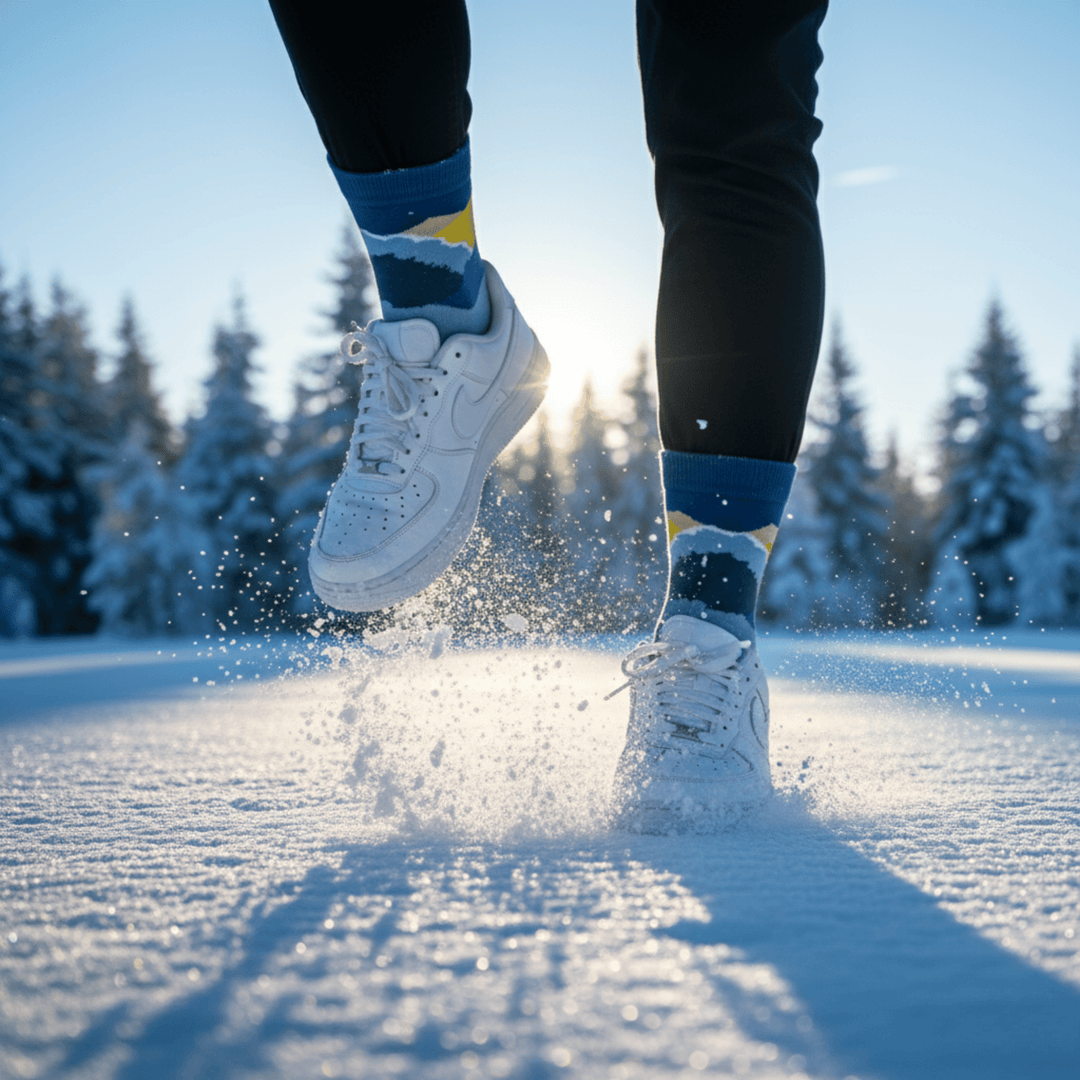 Snowy mountain design breathable cotton socks made in India