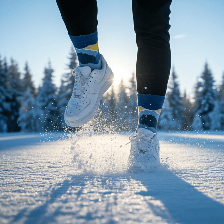 Snowy mountain design breathable cotton socks made in India