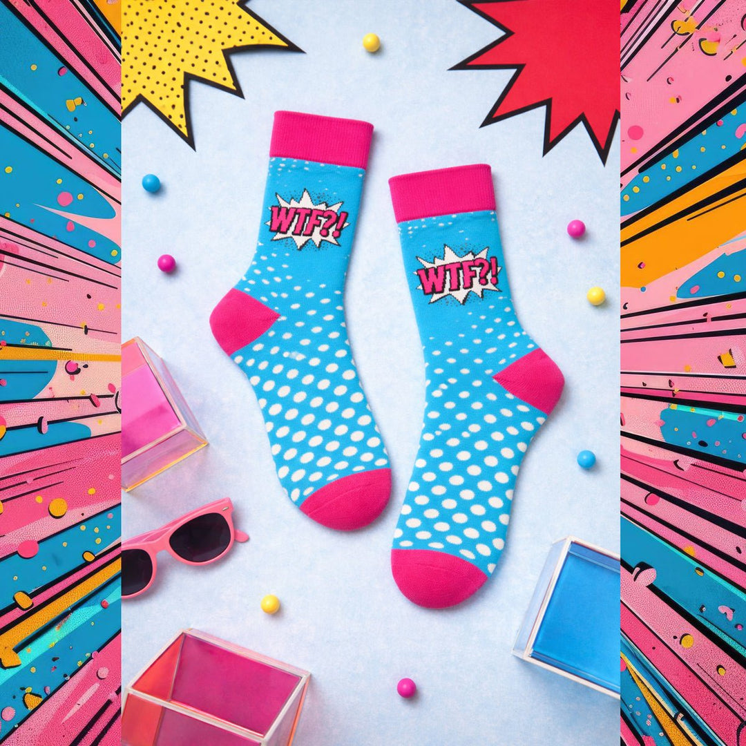 Sockscarving WTF Pop funky cotton socks unisex-Sockscarving® WTF Pop Full-Length Edition (Pack of 1)-