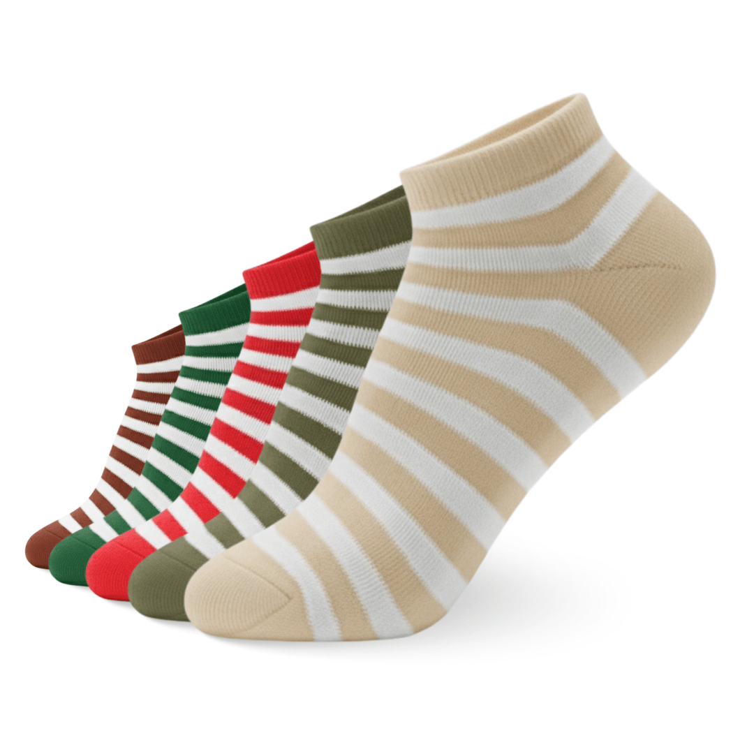 Stripe low-cut cotton socks made in India