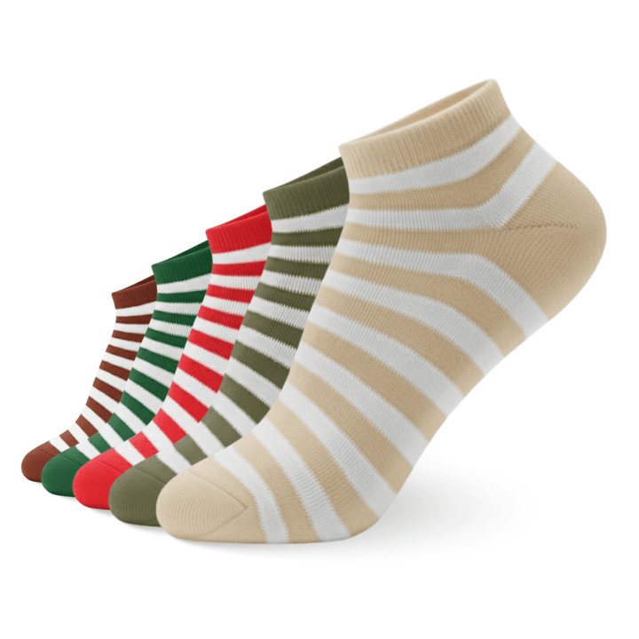 Stripe low-cut cotton socks made in India