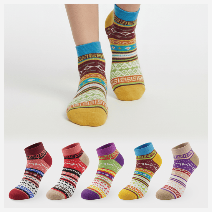 Tragic ankle socks pack of 5 with colorful patterned design-Sockscarving® TRAGIC ANKLE EDITION-