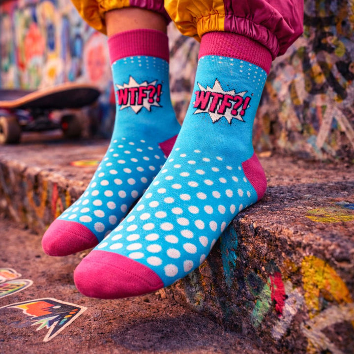 Funky breathable cotton socks for men and women-Sockscarving® WTF Pop Full-Length Edition (Pack of 1)-
