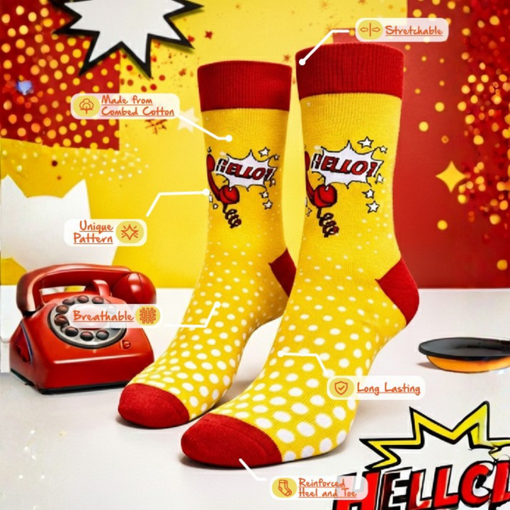 Unisex Hello Pop socks for daily comfort-Sockscarving® Hello Pop Full-Length Edition-