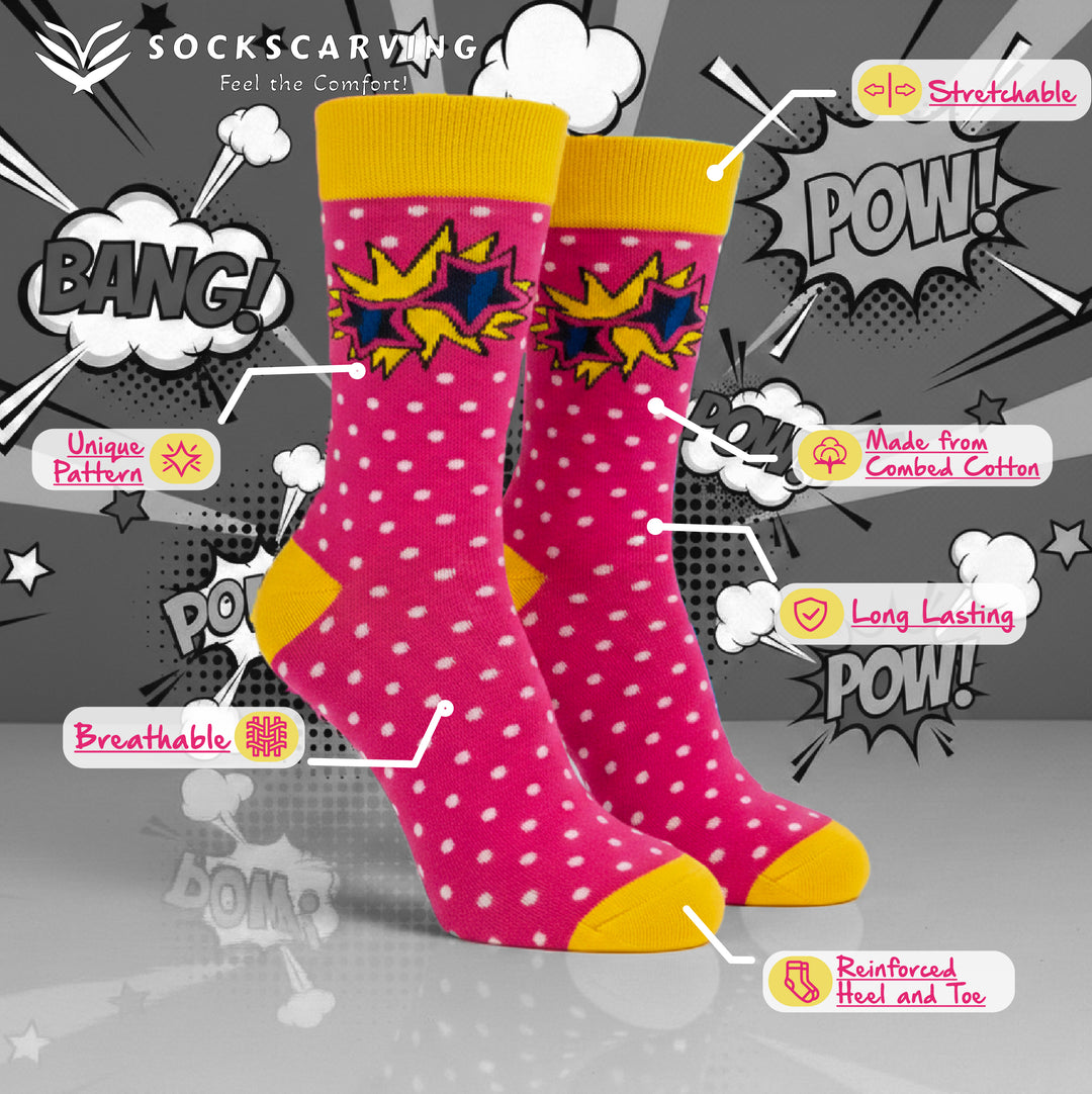 Unisex Retro Glasses Pop socks for everyday comfort-Sockscarving® Retro Glasses Pop Full-Length Edition-