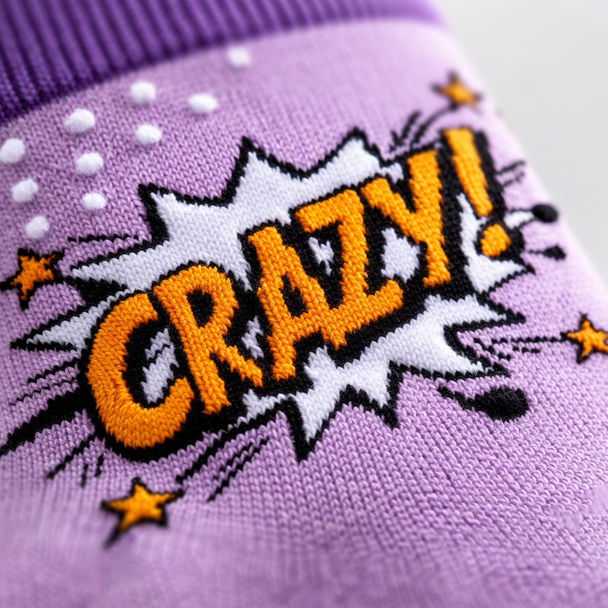 Vibrant purple and lavender pop socks for casual wear