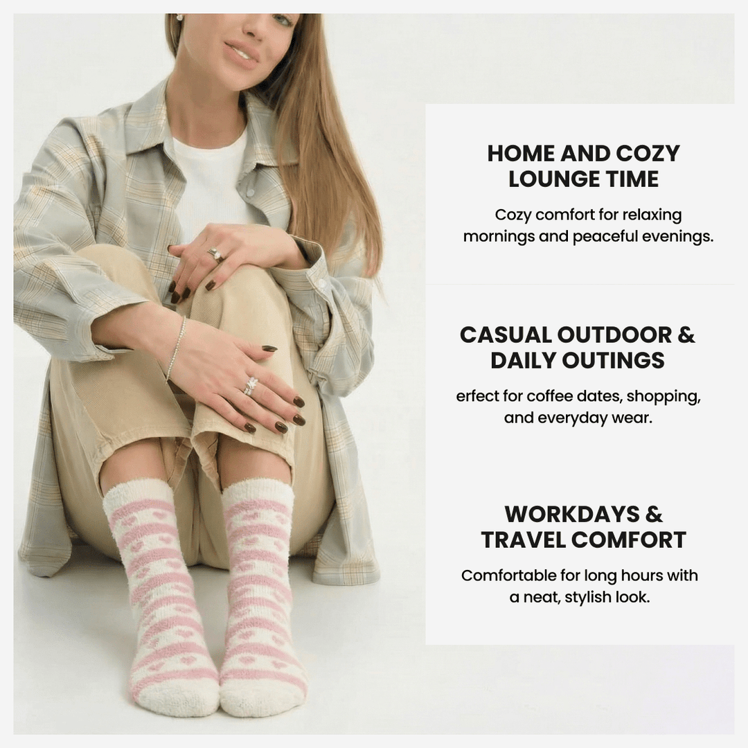 Women’s furry socks made from soft, warm fabric
-Sockscarving® Heartline Furry Edition-