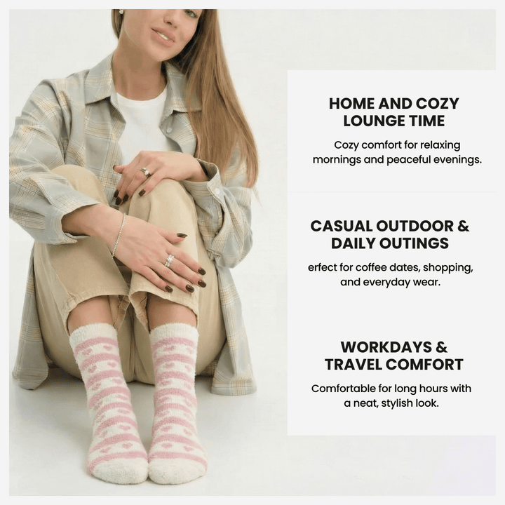 Women’s furry socks made from soft, warm fabric
-Sockscarving® Heartline Furry Edition-