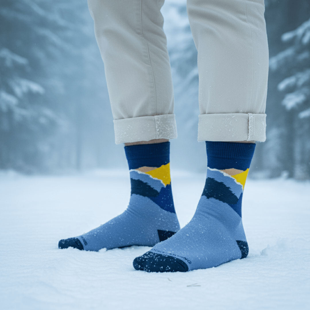 Wandersocks Snowy Mountain full length cotton socks-Wandersocks Socks- Snowy Mountain-